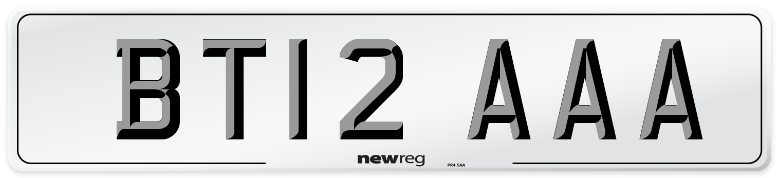BT12 AAA Number Plate from New Reg